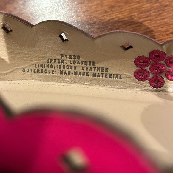 J Crew Lace-Up Leather Neon Pink Eyelet Pointed Toe Ballet Flats, Fit 9 1/2 - Picture 13 of 16